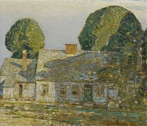 Evening Shadows, The Old Farmhouse, Easthampton, L.i by Childe Hassam