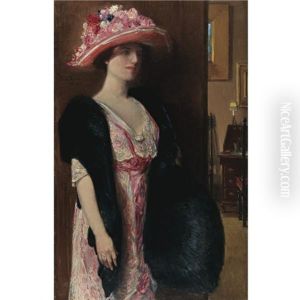 Fire Opals (lady In Furs: Portrait Of Mrs. Searle) by Childe Hassam