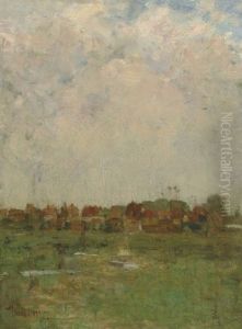 View Of A Town, Massachusetts by Childe Hassam