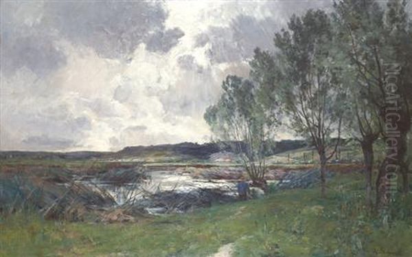 French, - Fisherman Under Stormclouds, Miribel - view 1