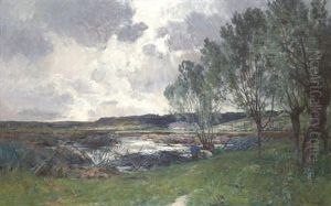 French, - Fisherman Under Stormclouds, Miribel by Armand Auguste Balouzet