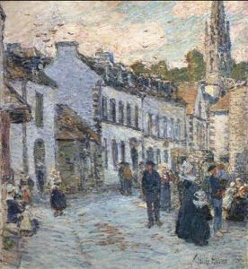 Street In Pont Aven-evening by Childe Hassam
