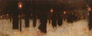 Across The Common On A Winter Evening by Childe Hassam