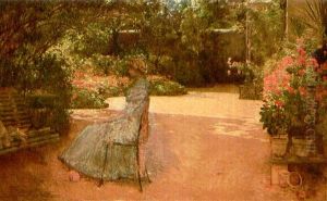 The Artist's Wife In A Paris Garden by Childe Hassam