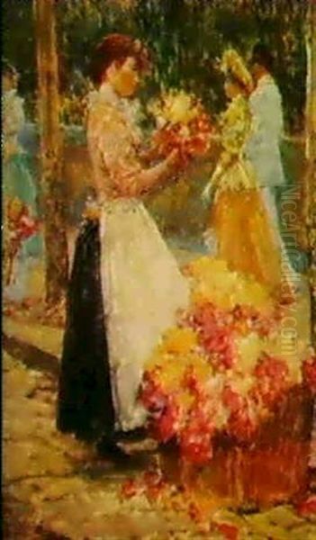 Woman Selling Flowers - view 1