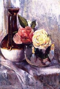 Roses In Bowl With Jug, Isles Of Shoals by Childe Hassam