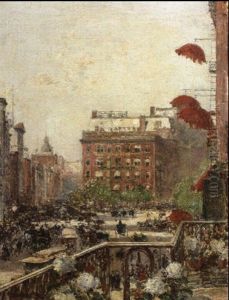 View Of Broadway And Fifth Avenue by Childe Hassam
