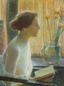 Young Girl Reading, Spring by Childe Hassam