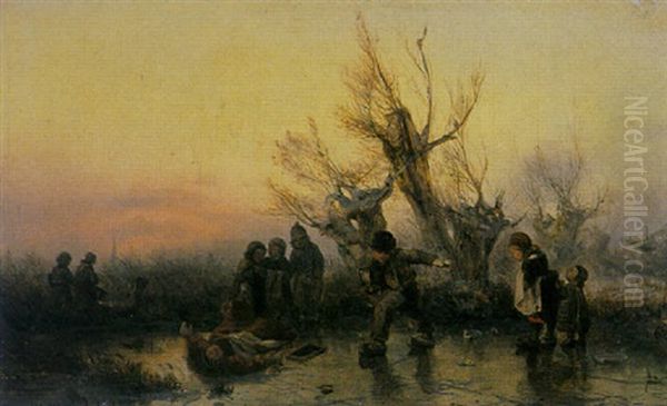 Children Playing On The Ice - view 1