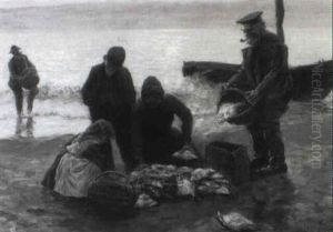 Fischerfamilie Am Strand Fischerfamilie Am Strand