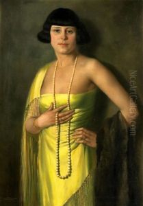 Portrat Einer Jungen Dame In Gelbem Kleid by Hans Hassenteufel