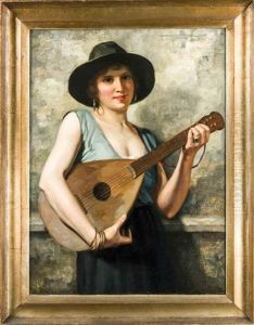 Junge Italienerin Mit Mandoline