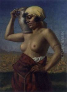 Junge Arabische Frau Mit Wasserkrug Auf Der Schulter