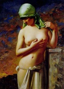 Jeune Fille Au Foulard Vert by Hans Hassenteufel
