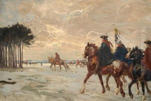 Kavaleristen Auf Dem Ruckzug by Karl Ludwig Hassmann