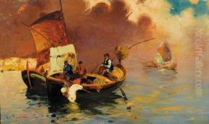 Pescatori Nella Baia Di Napoli by Salvatore Balsamo