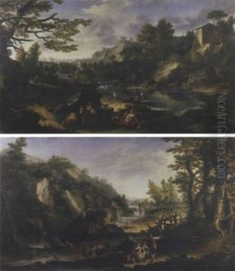 Paesaggio Con Pastori E Pastorella In Sosta E Armenti Presso La Riva Di Un Fiume thumbnail