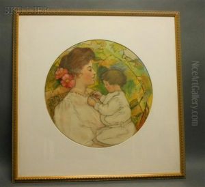 Admiring The Locket (mother And Child) by Joseph Henry Hatfield