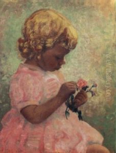 Young Girl With Rose by Joseph Henry Hatfield