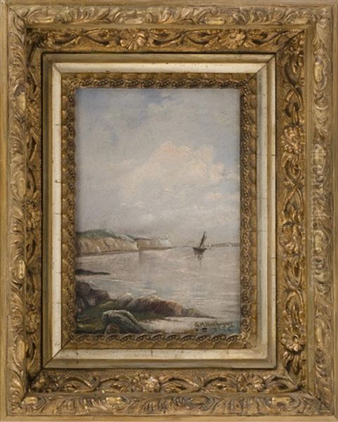 Boat Off A Cliff-lined Coast - view 1