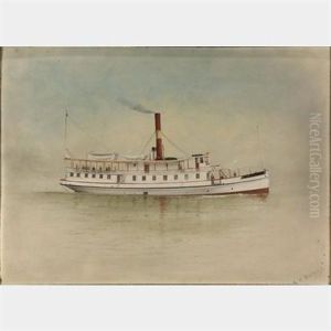 Ship's Portrait Of The Short Lived Record Setting Steam Ferry "forest Queen", Of Rockland, Maine