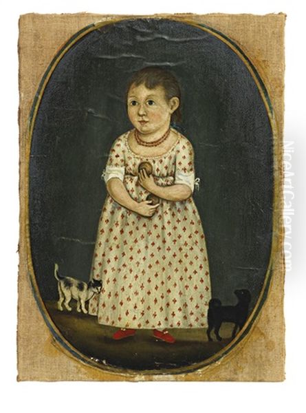 Portrait Of A Little Girl With Kitten And Dog - view 1