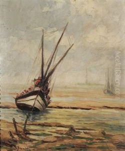 Barque De Peche Sur La Plage by Vassilios Hatzis