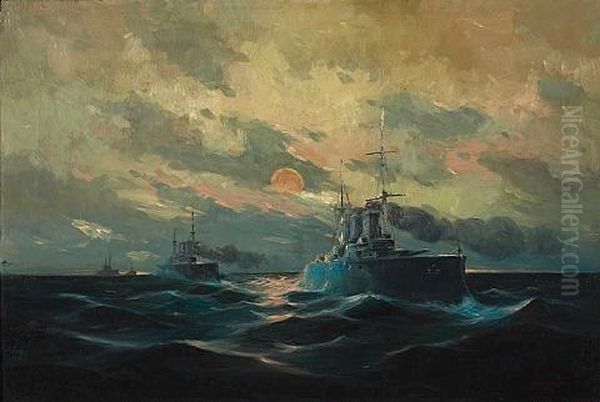 The Battleship "averoff" Leading The Greek Fleet To The Battle Of Elli - view 1