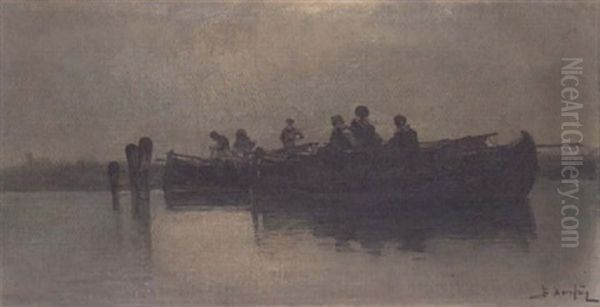 Fishing Boats On A Lake - view 1