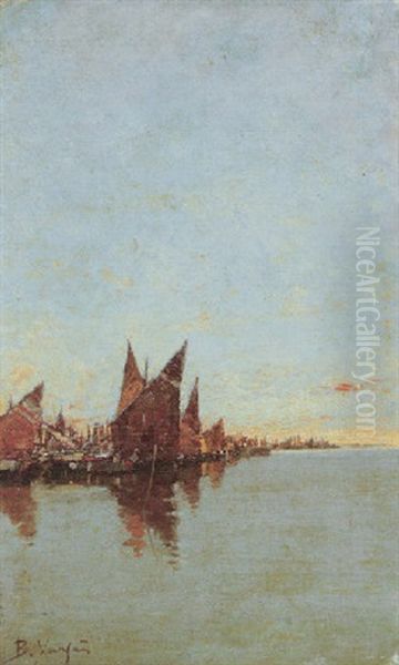 Boats In A Harbour, Sunset - view 1