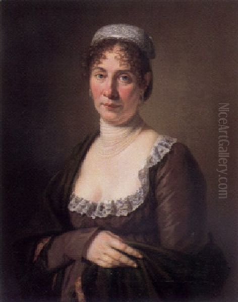 Bildnis Einer Munchner Burgersfrau Mit Riegelhaube Und Reichem Perlschmuck - view 1