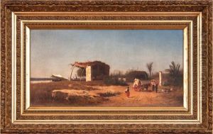 Mediterranean Landscape With Figures by Michael Haubtmann