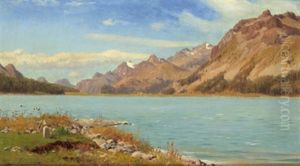 Eine Seelandschaft Im Gebirge by Michael Haubtmann
