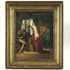 A Nude Model In An Artist's Studio by Hortense Haudebourt Lescot