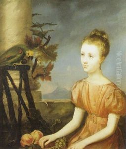 Portrait D'une Jeune Fille Avec Un Perroquet
