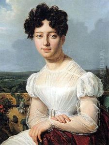 Portrait De Jeune Femme Sur Fond De Paysage by Hortense Haudebourt Lescot