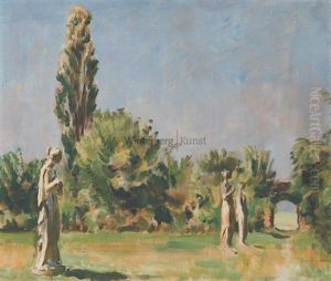 Baumbestandener Weg Mit Skulpturen by Albert Haueisen