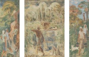 Szenen Aus Dem Landlichen Leben I (triptych, Various Sizes) by Albert Haueisen