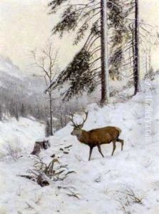 A Stag In A Winter Forest