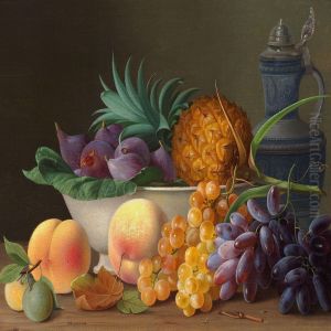 Still Life With Grapes, Peaches, Figs And Pineapple In A Bowl