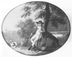 Sportsman With His Game By A Waterfall by Moses Haughton