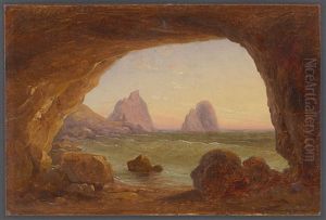 Blick Aus Einer Grotte Auf Die Faraglioni by Gustav Von Haugk