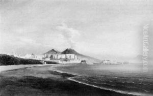 Blick Auf Die Bucht Von Neapel Und Den Vesuv by Gustav Von Haugk