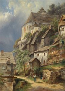Motiv Aus Hallstatt Mit Blick Auf Die Pfarrkirche by Karl Franz Emanuel Haunold