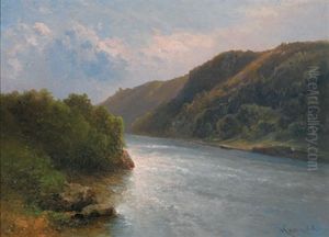 Blick Auf Den Inn Bei Scharding by Karl Franz Emanuel Haunold