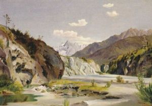 Fluslandschft Mit Kitzsteinhorn An Einem Fruhlingstag by Karl Franz Emanuel Haunold