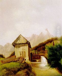 Muhlbach Mit Wehr by Karl Franz Emanuel Haunold