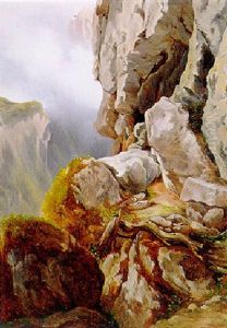 Gebirgspartie Mit Uberhangendem Fels by Karl Franz Emanuel Haunold