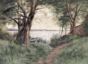 Motiv Bei Feldwiesen Am Chiemsee by Josef Haunstetter