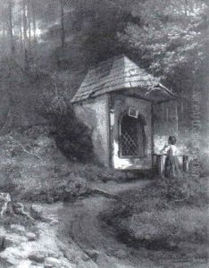 Madchen Vor Einer Kapelle by Josef Haunstetter